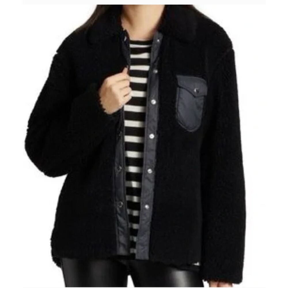 Rag & Bone elliot shell trimmed fleece jacket